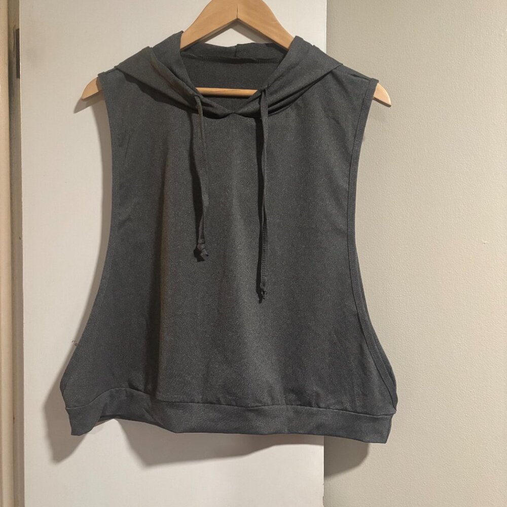 Sleeveless Hoodie Tank Top - Gray